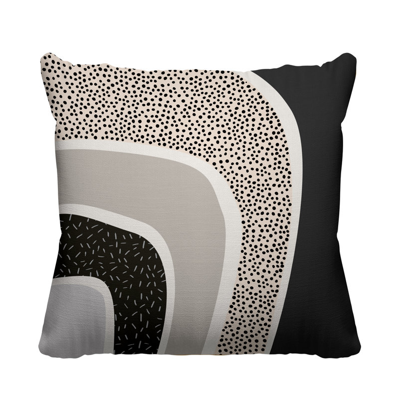 Coussin décoratif à motif abstrait, L 19 po x H 19 po, Noir