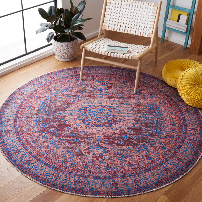 Hallel Performance Machine Washable Oriental Rug, Round 6'7"