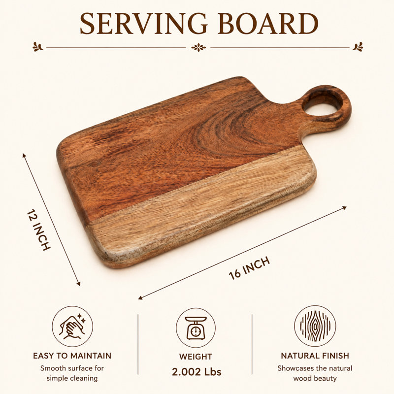 Handmade Acacia Wood Cutting Board Chopping Serving Paddle Board