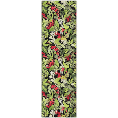 Premium Machine Washable Dockside AMF1816 Watercolor Mistletoe Berry Rug