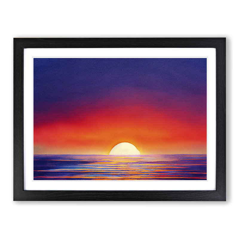 XH1022-4613X Harmonious Sunset Seascape - Single Picture Frame Painting, Black, 46cm H x 64cm W x 2cm D