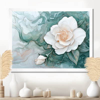 «Silent Dream Of Gardenia - Rose Wall Art Living Room»