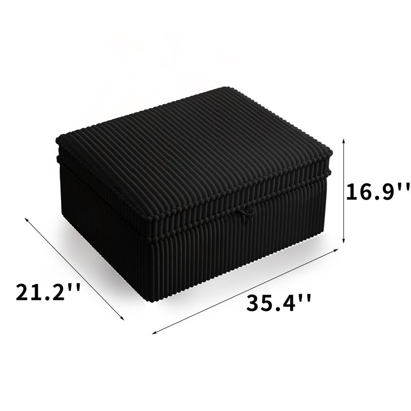 Canapé-lit convertible de 85 po en tissu moelleux d'une capacité de 600 lb, Black Corduroy, Black