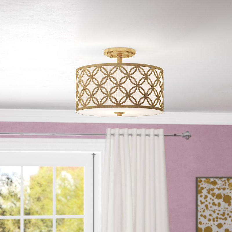 Ruthann Fabric Semi Flush Mount, Gold