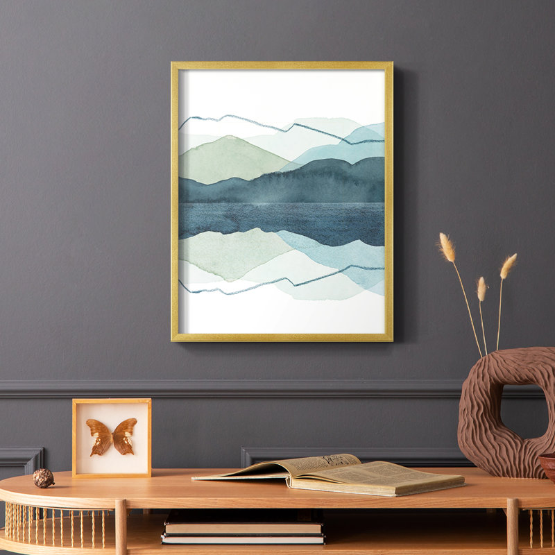 Reproduction encadrée de glaçons II - bois massif, Or, H 20 po x l 16 po