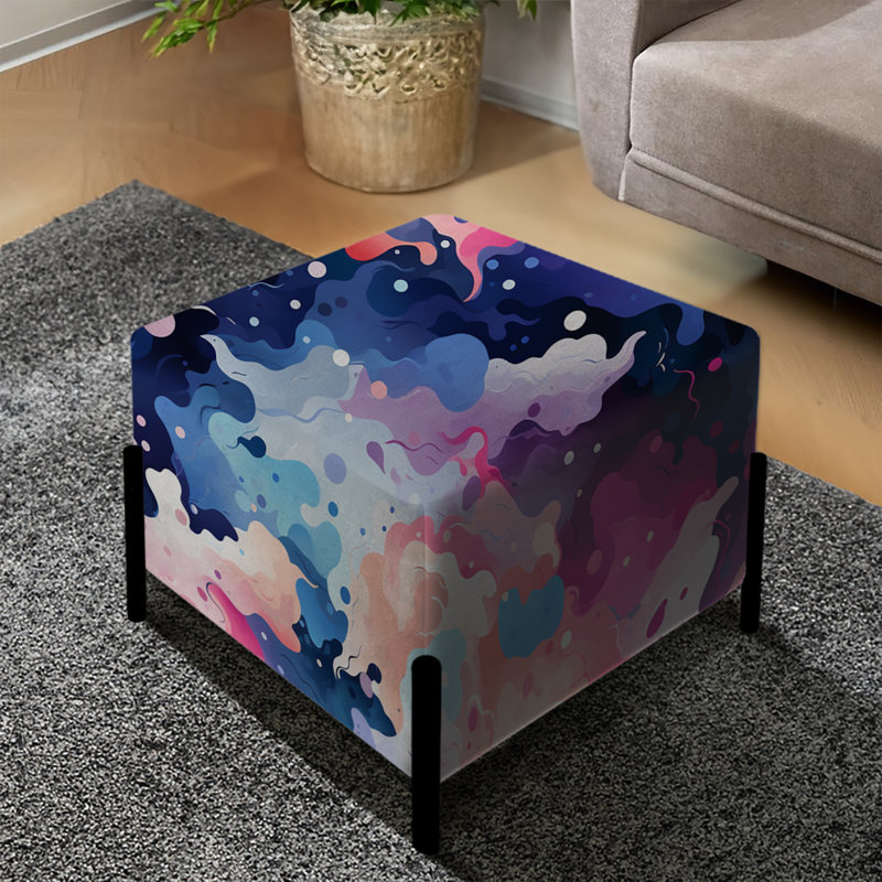 Celestial Disguise Undulation - Abstract Square Ottoman