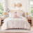 Pink Full/Queen Bedding Sets, Microfiber Ruffle Comforter for Bedroom
