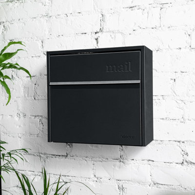 Boîte aux lettres murale - Petit, boîte aux lettres verrouillable anti-vol, boîtes aux lettres résistant aux intempéries pour l'extérieur de la maison, H 13,5 po x L 15 po x P 5,5 po (noir)