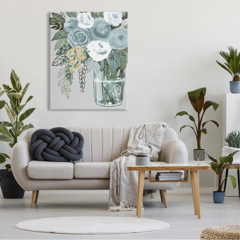 Illustration d'un vase simple en forme de bouquet de fleurs par Boho Studio - Peinture, H 48 po x l 36 po x P 1,5 po