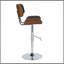 Tabouret de bar réglable avec pivot en métal chromé, bois de noyer et similicuir espresso avec repose-pieds droit en T - ensemble de 2-2090230705