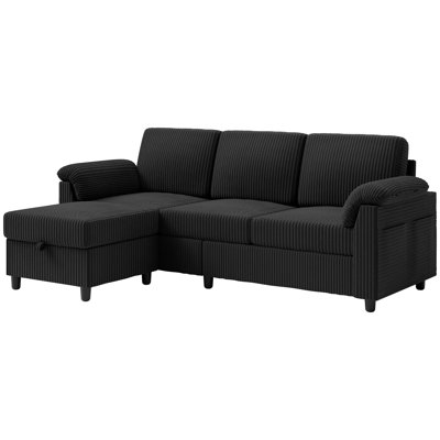 79" Upholstered L-Shaped Sofa with Ottoman