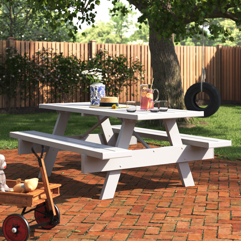 Mariario 6 - Person Patio Dining Set with Rectangular Table, 28" W x 72" D, White