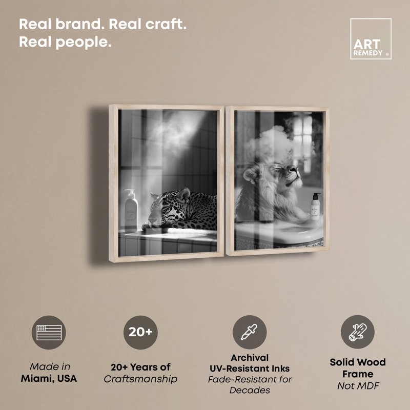 «Unwind Animal Set» par Art Remedy, H 47 po x l 64 po, Crème, crème