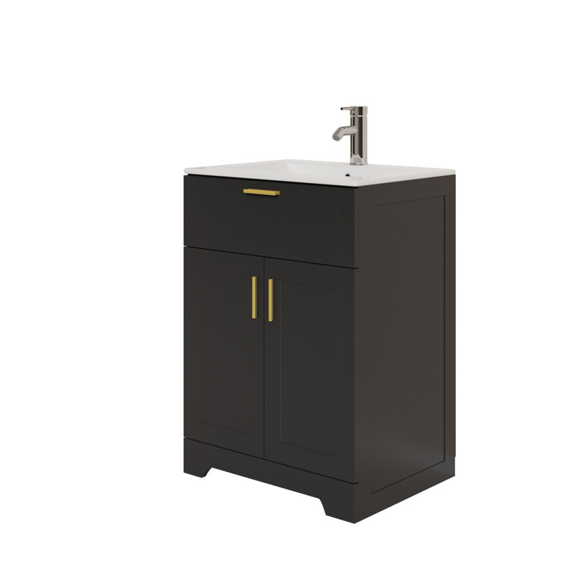 24" Bathroom Vanity Cabinet Base Only, Sink not Included, Black, 24"