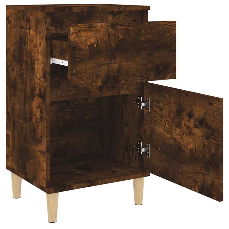 Luverne 40cm W Manufactured Wood Bedside Table, Brown Oak