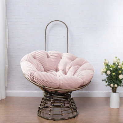 Fauteuil d'appoint ergonomique pivotant, rotin à structure en acier pour salon moderne