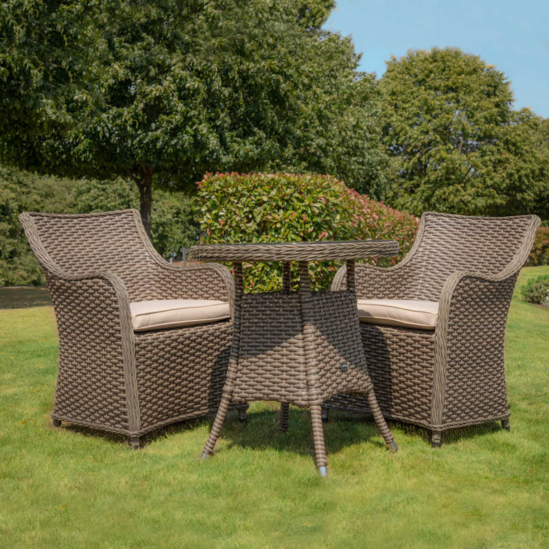 Capulet 2 - Person Wicker Patio Dining Set with Round Table , Cushions Included