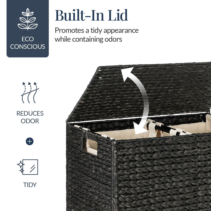 Double Laundry Hamper Basket, Black