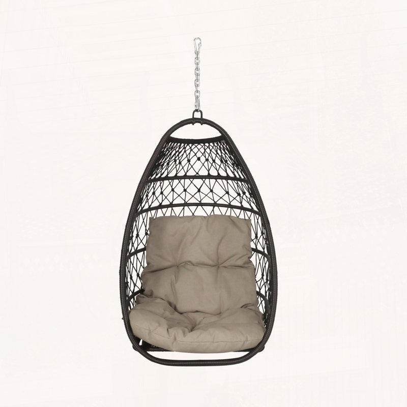 Chaise pliante suspendue en osier avec coussins, Noir