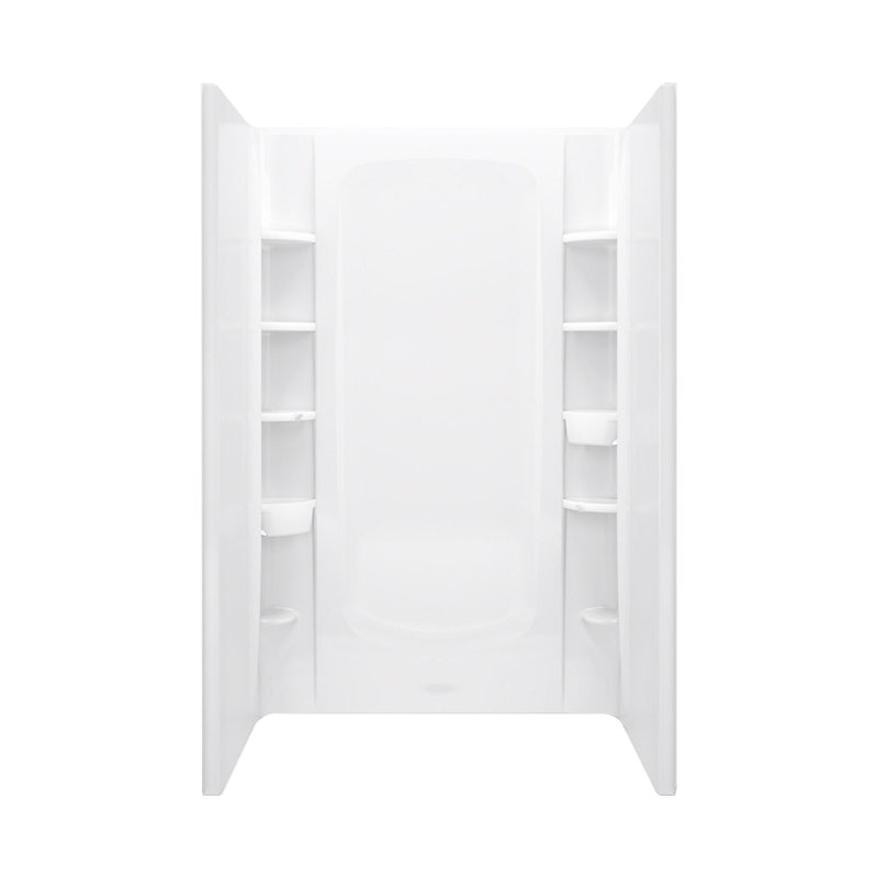 48" W x 75.75" H Frameless Rectangle Sliding Shower Kit with Towel Bar and Base Included, White, Nickel