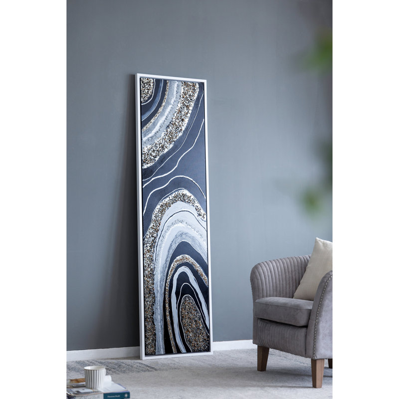 Paysage allongé, peinture à l'huile encadrée