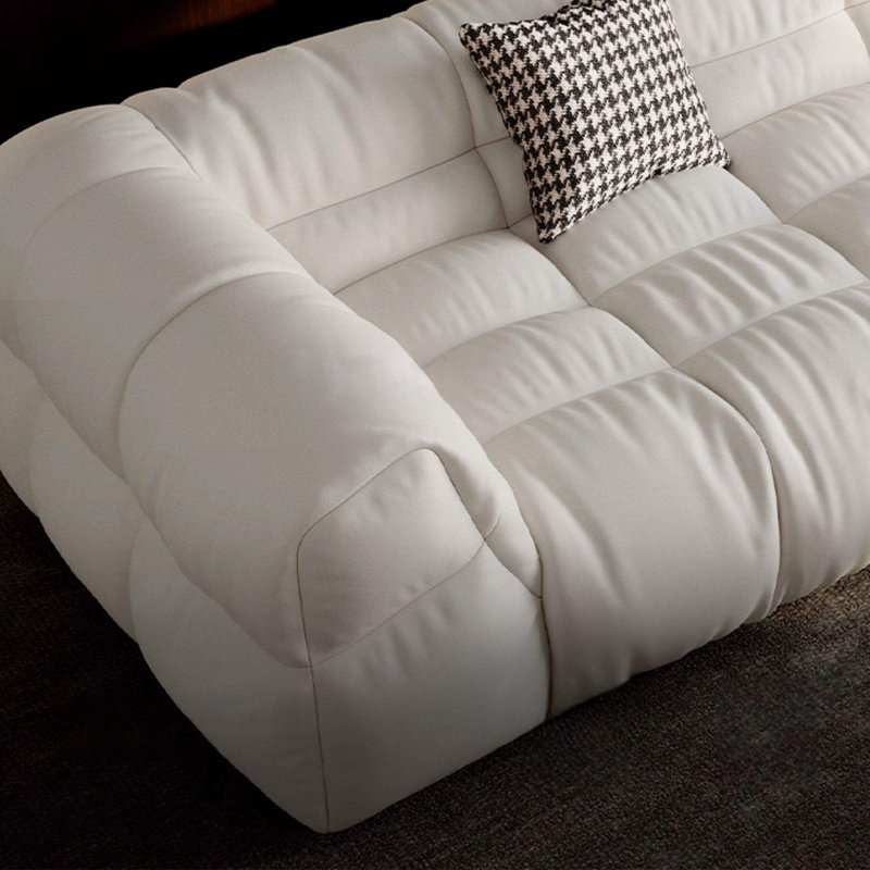 Ensemble de salon 2 pièces en cuir véritable blanc