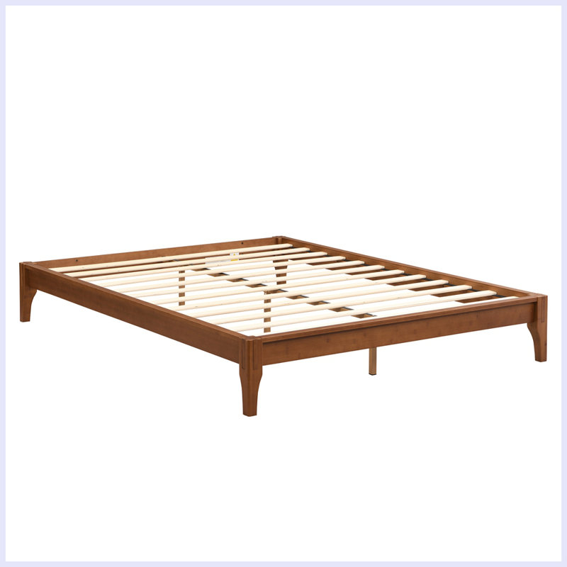 Base de lit plateforme moderne en bois de bambou avec support en lattes de bois, Grand
