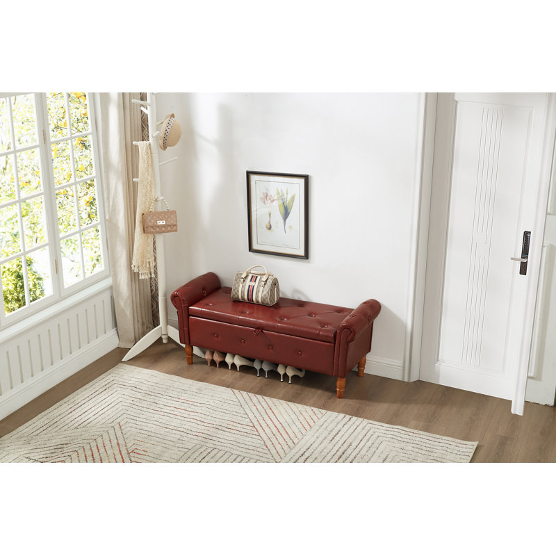 Conring 40" Tufted Storage Bench, Upholstered Storage Ottoman Bench, Rolled Arm Window Bench, 20.1'' H x 49.3'' W x 17'' D