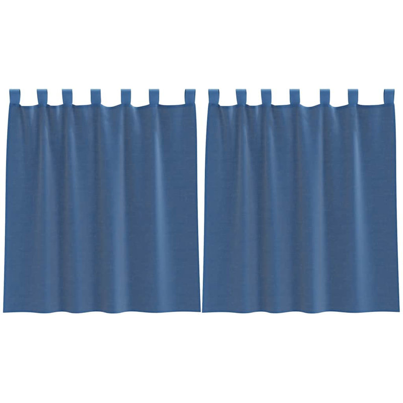 Voile Curtains With Tab Top 2 Pcs, Royal Blue, 140cm Width x 140cm Drop