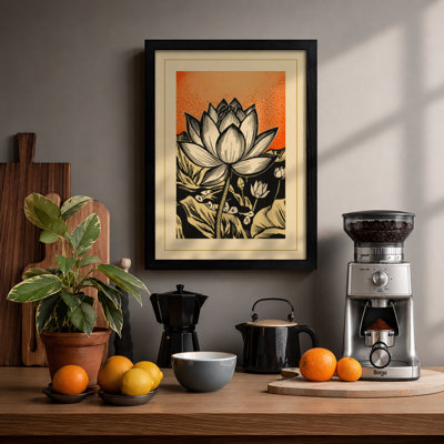Lotus in Bloom Botanical - Framed Print