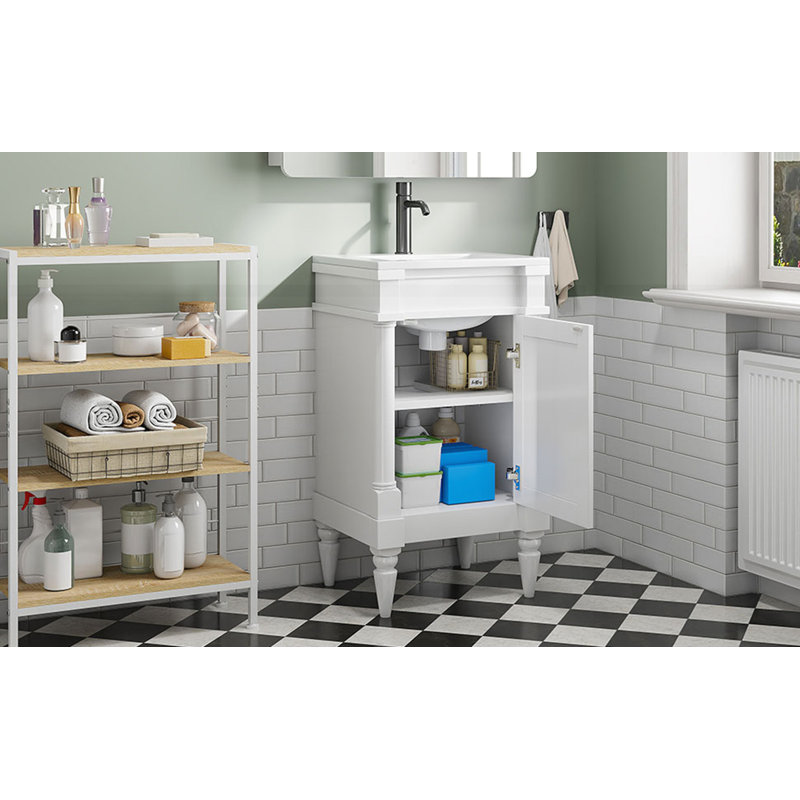 Meuble-lavabo moderne de 18 pouces avec lavabo, Blanc