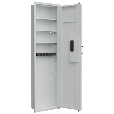 53" In Safe With Concealed Design For Firearms - Fingerprint Touch Panel, Adjustable Shelves  White Docs & Retractable Handle,