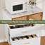 Garde-manger en verre avec 2 tiroirs, grand buffet de rangement pour le salon, blanc-1667234931