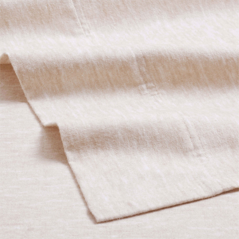 Ensemble de draps en flanelle de coton deux tons Superior, Beige, Ensemble de draps pour lit double avec 2 taies d'o