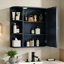 Armoire de rangement murale de salle de bain avec miroir, armoire à pharmacie avec tablette en bois réglable et portes, armoires de rangement montées avec 6 tablettes ouvertes, bleu-1227745064