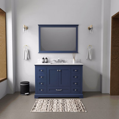 Meuble-lavabo simple l 48 po x P 22 po, comptoir en marbre de Carrare