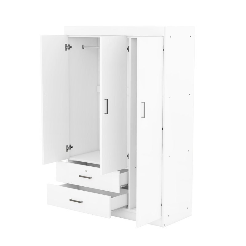 Armoire 3 portes blanche 2 pièces, Blanc