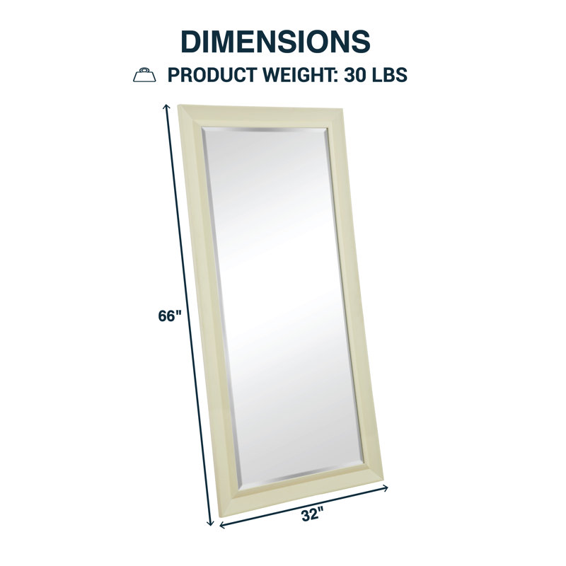 Grand miroir de sol surdimensionné Starkweather, Crème