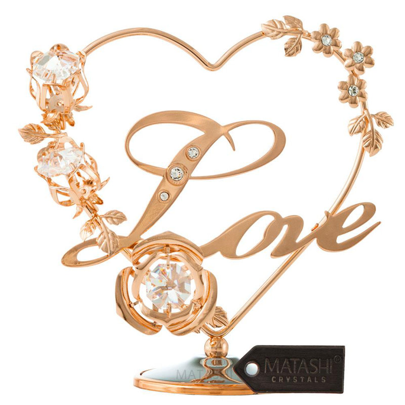 Text & Numbers Figurines & Sculptures, Rose Gold/Clear