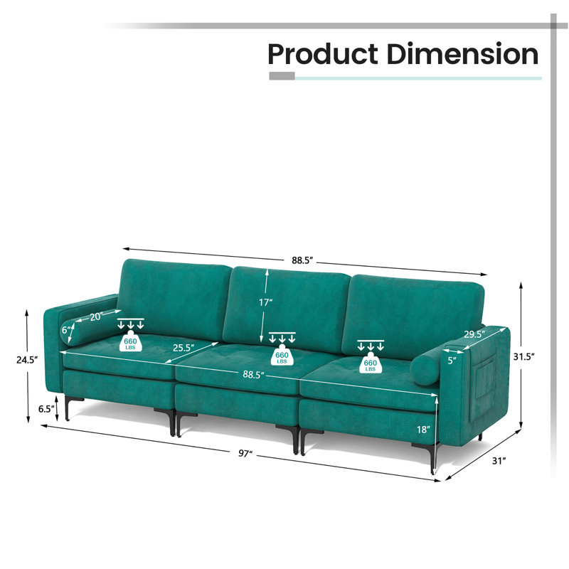 Deavionne Upholstered 97'' Sofa