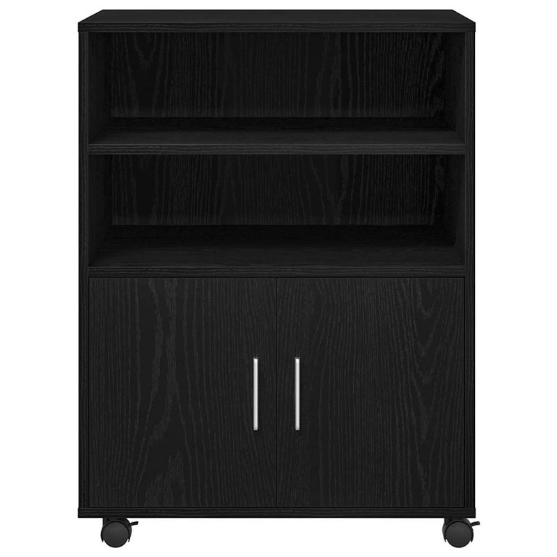 Rolling Cabinet Engineered Wood, Black Oak