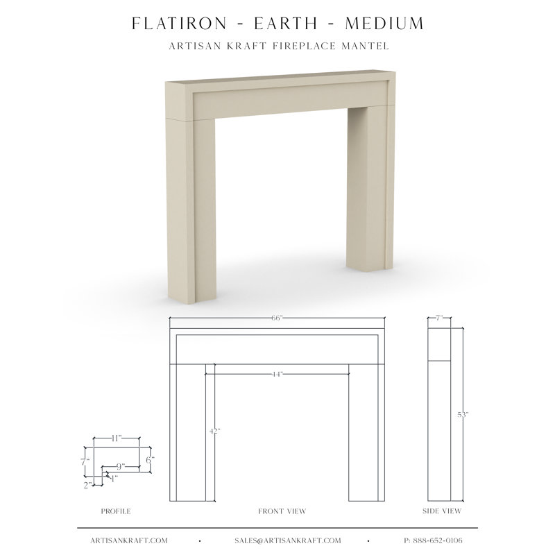 Encadrement de foyer en pierre Flatiron, Terre, P 7 po x l 66 po x H 53 po