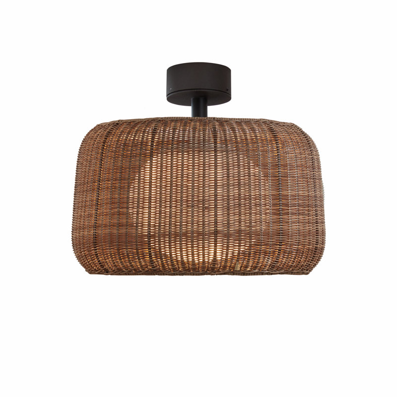 Fora LED Semi Flush Mount, Graphite Brown, Rattan Brown
