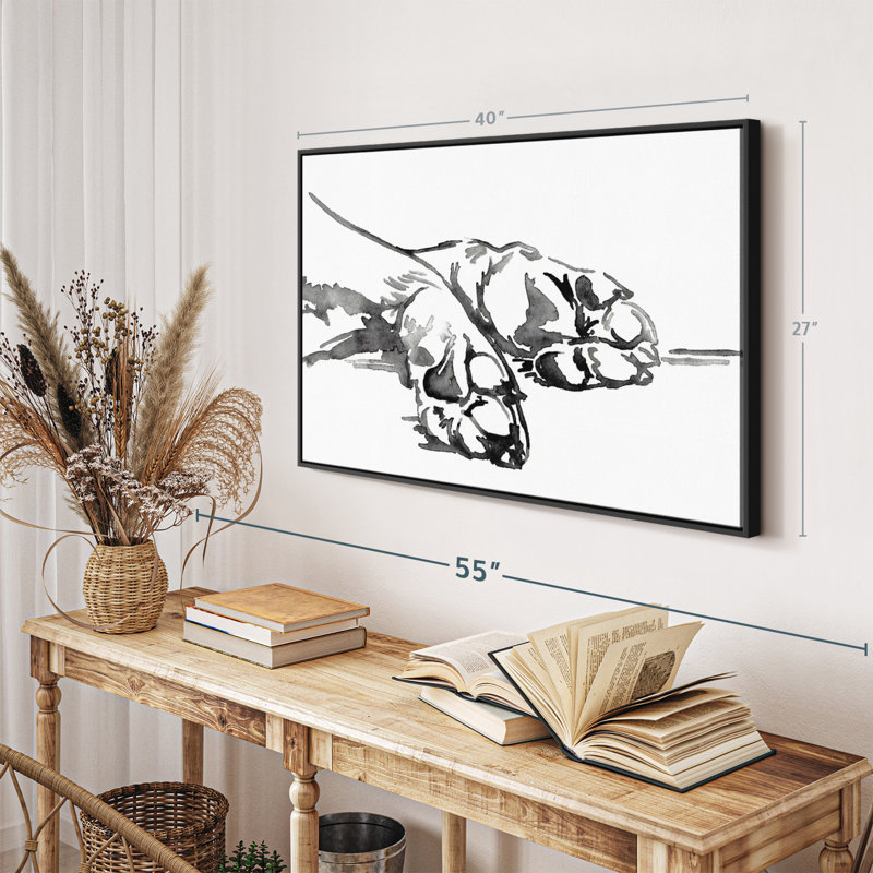 Animal «Linear Paws I», reproduction sur toile, H 27 po x l 40 po