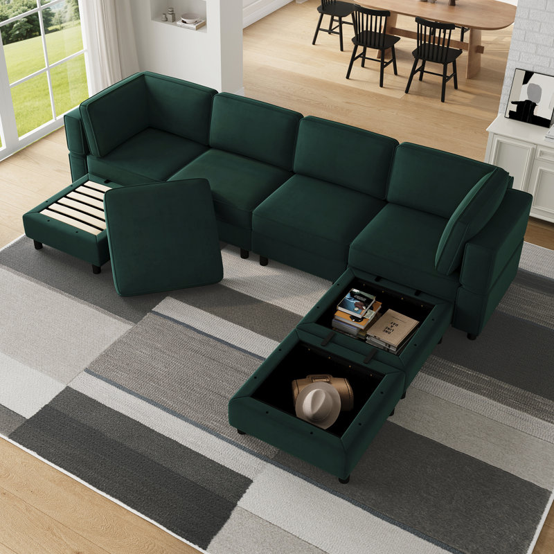 Canapé modulaire en U avec méridienne et repose-pieds