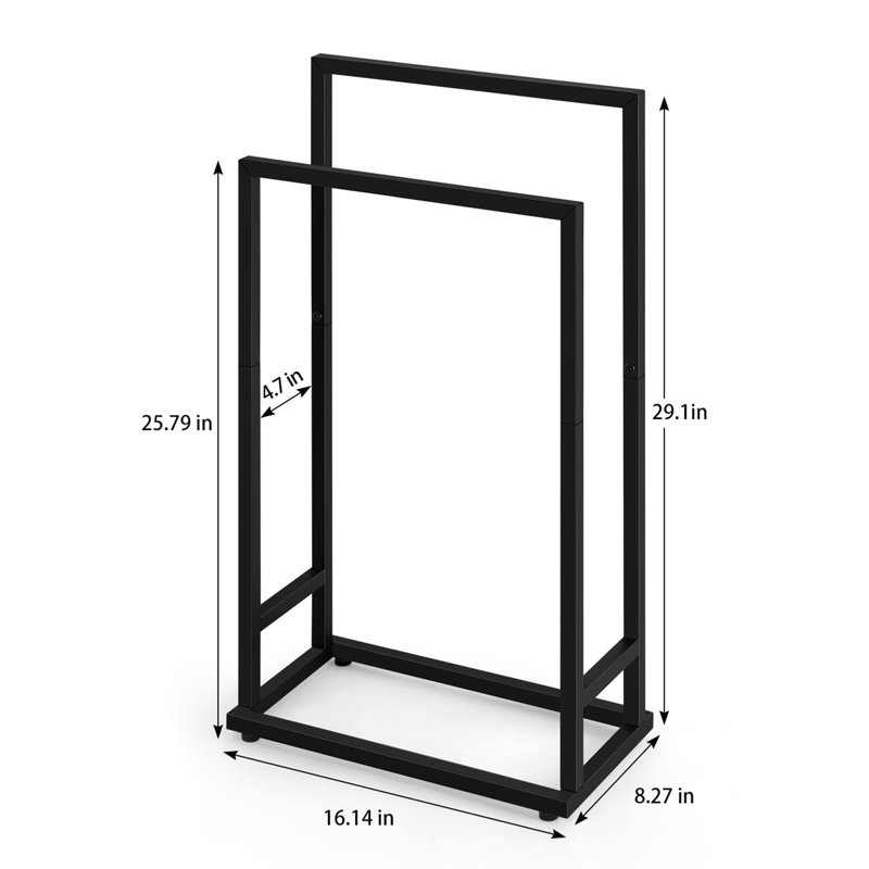 Porte-serviettes sur pied, Noir