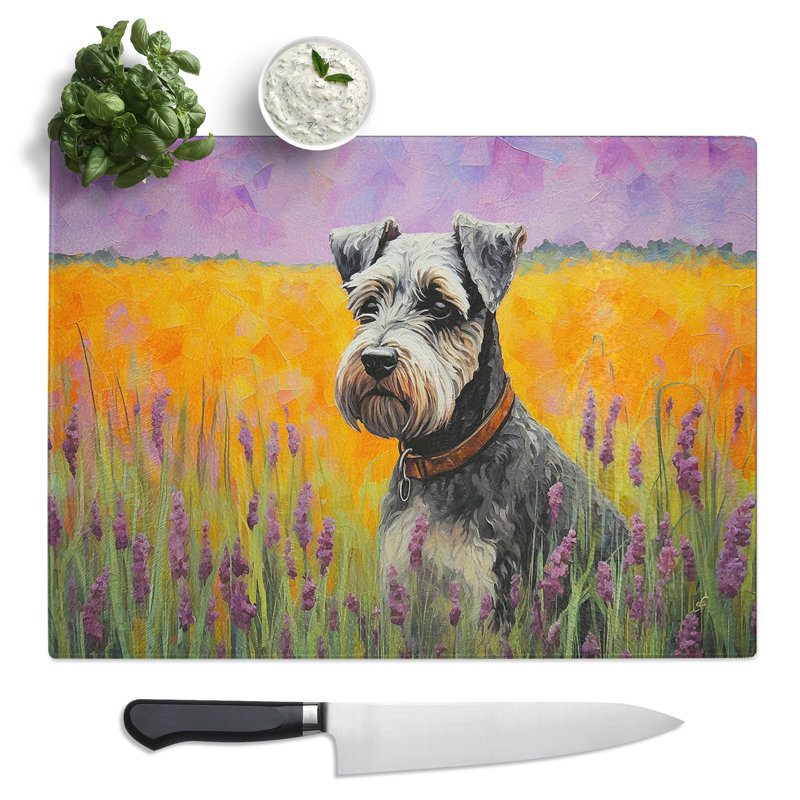 Schnauzer Colour Field  Glass Chopping Board
