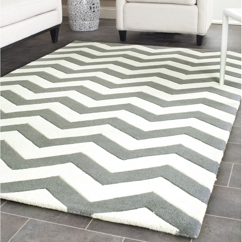 Lesedi Chevron Wool Hand Woven Area Rug, Rectangle 152 x 244 cm