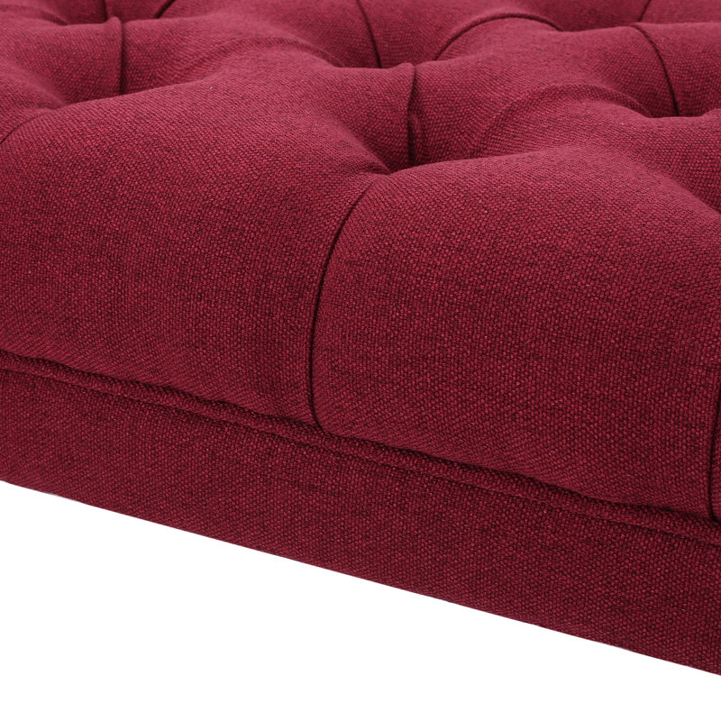 Chic Red Fabric With Diamond Stitching And Stylish Half-Circle Legs Stunning Modern Design Classic Button Tufting