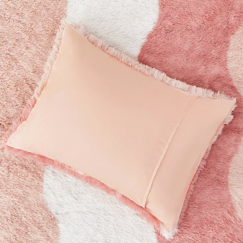 Édredon en fausse fourrure à poil long simple / simple TG, Rosé doux